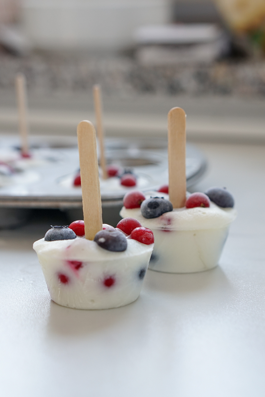 gesundes eis Joghurt Beeren Cups am Stil