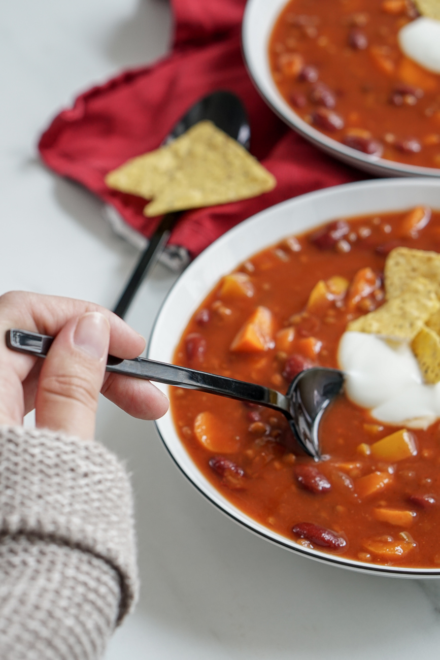Gefrierschrank kochen Chili zum Einfrieren