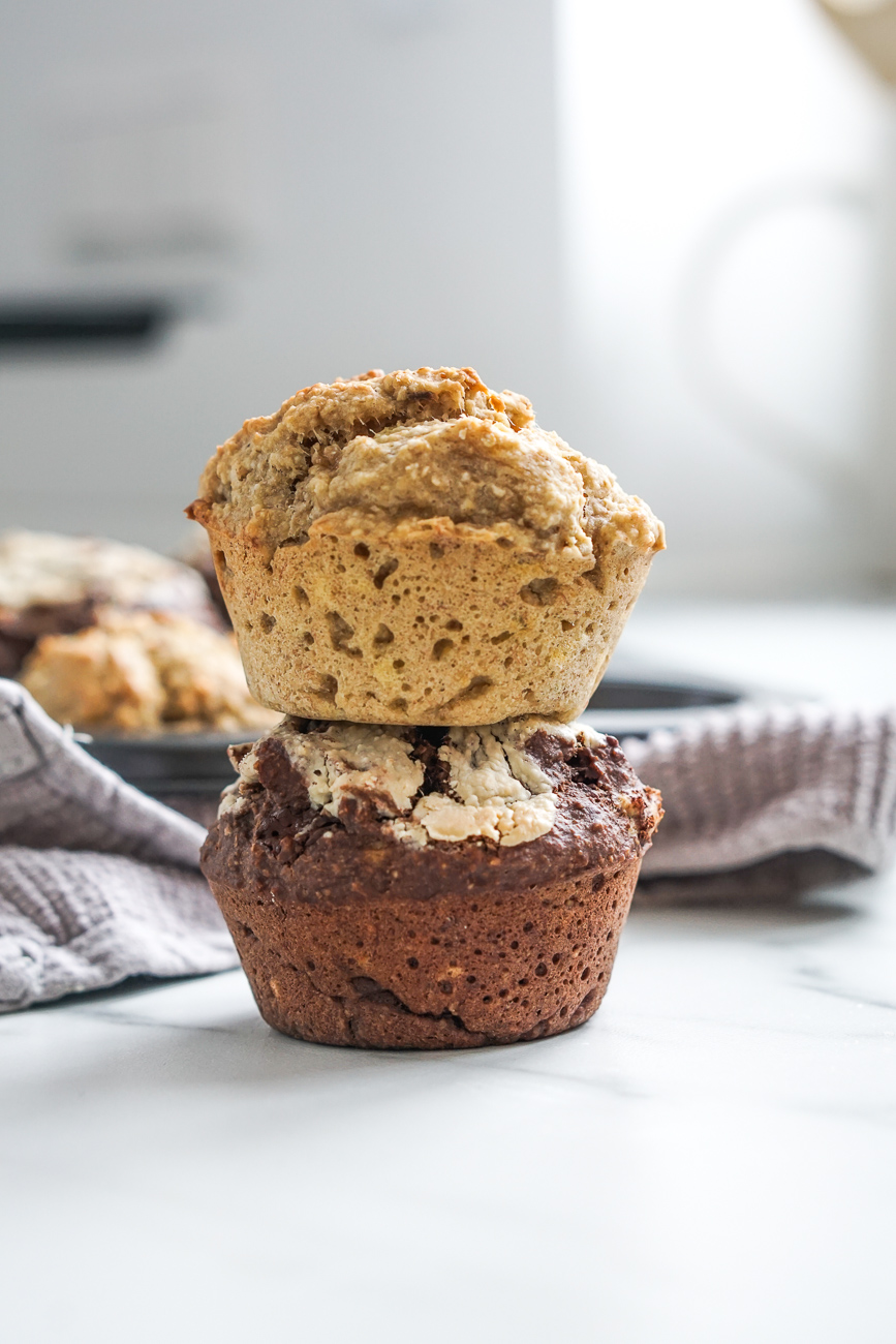 saftige gesunde muffins Schokoladen Bananen Rezept