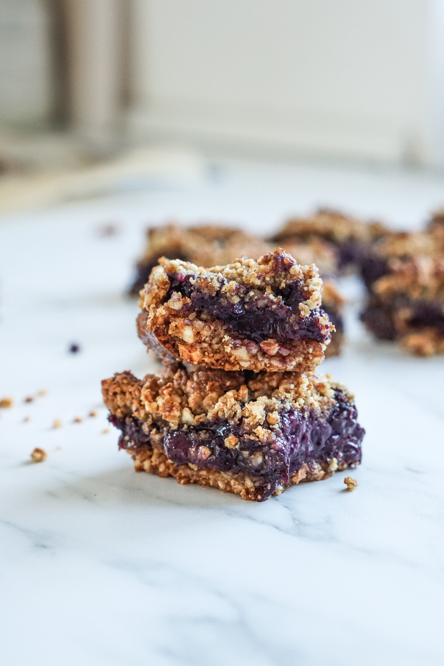 Blaubeeren Schnitten Riegel gesund vegan snack clean eating Sommer