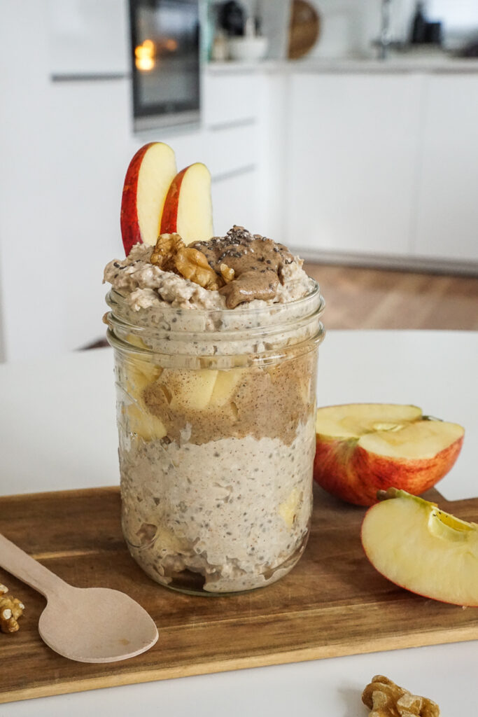 apfel zimt weihnachtliche Overnight oats Rezept gesund ohne zucker clean eating