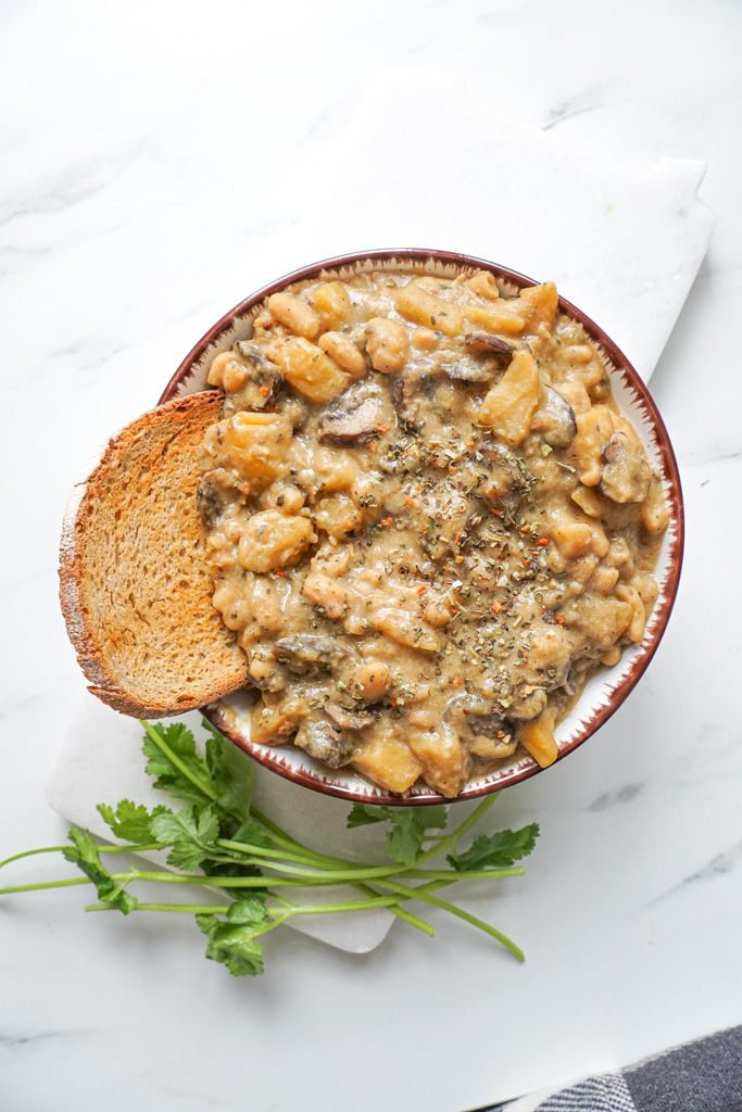 cremiger Plizeintopf mit weißen Bohnen vegan glutenfrei rezept